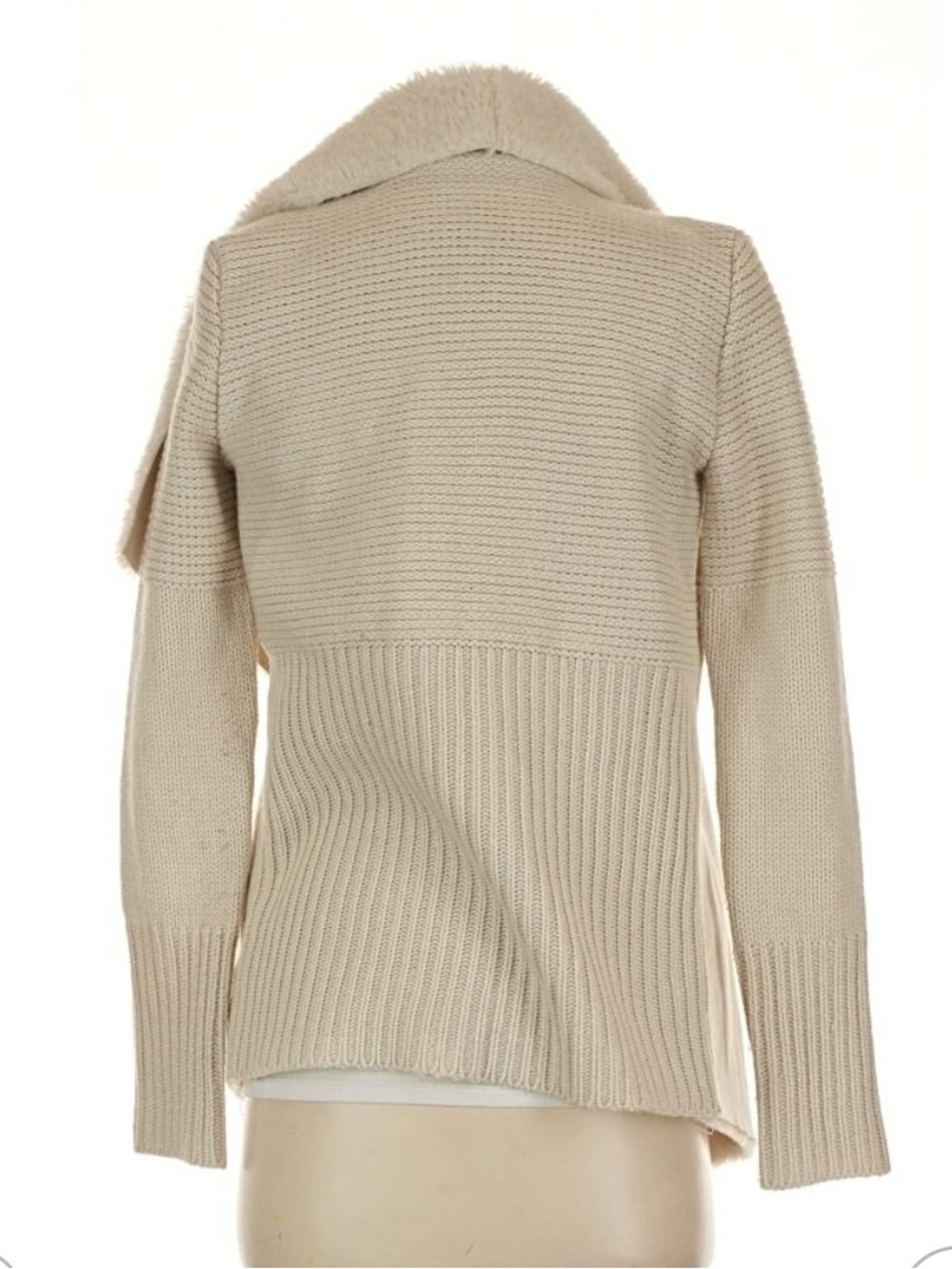 Bagatelle Cream Sherpa Drape Front Jacket View 2